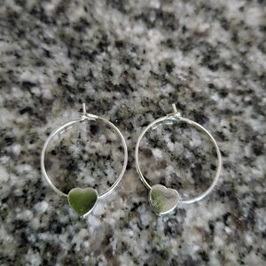 Silver Heart Hoop Earrings